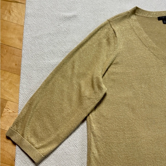 Talbots Gold Metallic Shimmer Vneck Tunic Sweater 2X - Picture 3 of 7